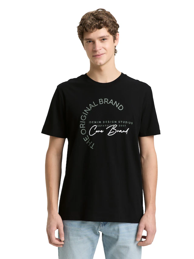 TOM TAILOR Denim Kurzarmshirt mit Logo-Print
