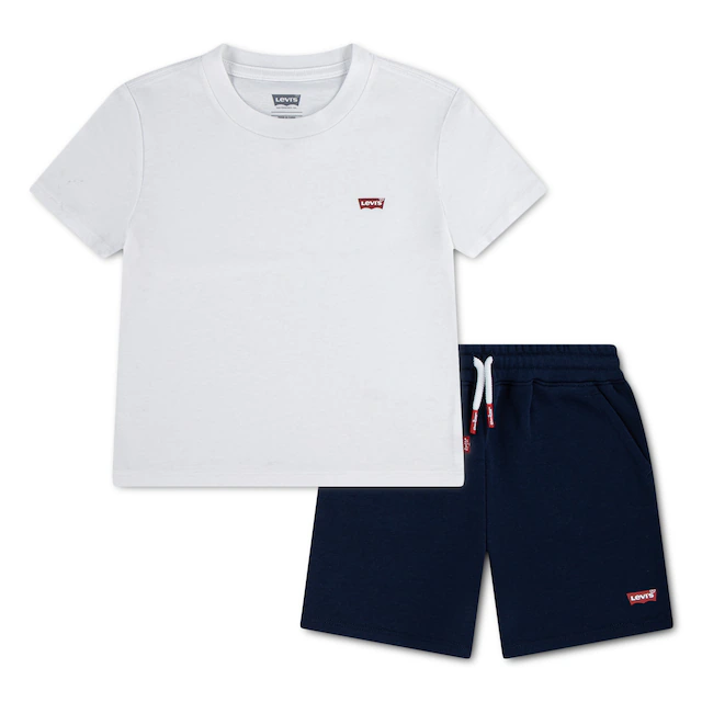 Levi's® Kids T-Shirt & Sweatbermudas »LVB BATWING TEE & KNIT SHORT« Set, 2 mit kleinem Logo-Batwing-Print