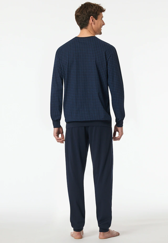 Schiesser Pyjama »Comfort Essentials« 2 tlg. V-Ausschnitt, Brusttasche, Baumwolle, Langarm