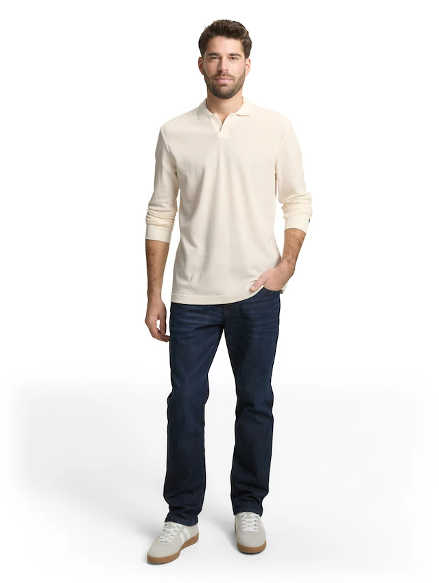 TOM TAILOR Langarm-Poloshirt mit Logo Stickerei