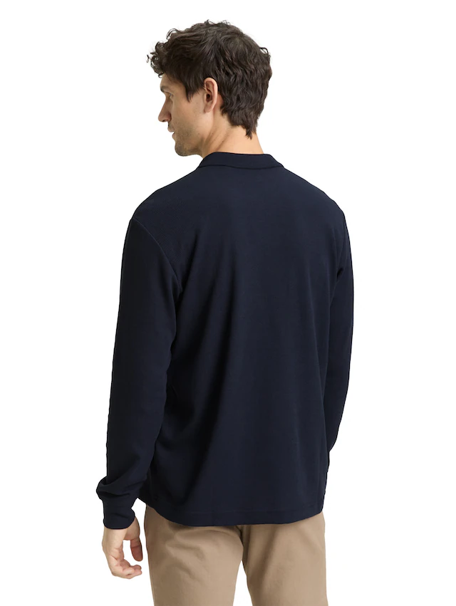TOM TAILOR Langarm-Poloshirt mit Logo Stickerei