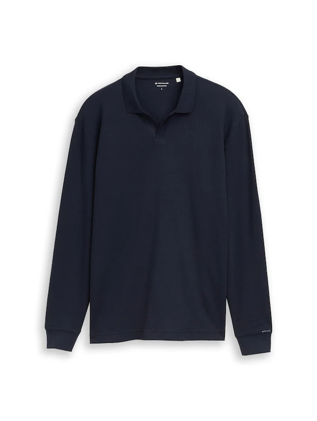 TOM TAILOR Langarm-Poloshirt mit Logo Stickerei
