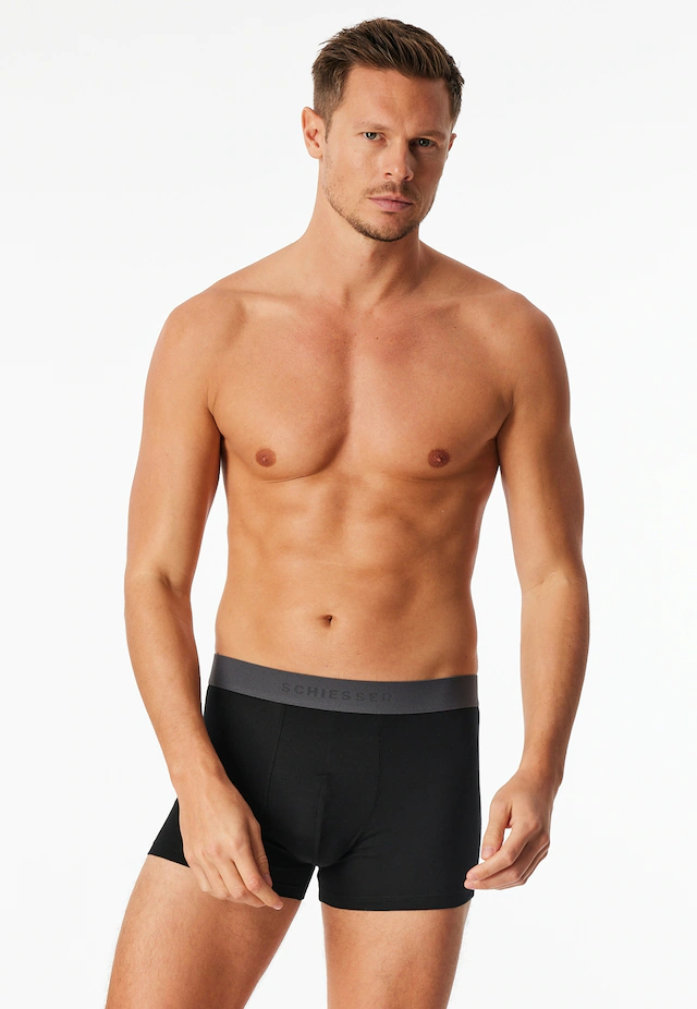 Schiesser Boxershorts »95/5 Multipacks« ohne Eingriff, Logobund, kurzes Bein