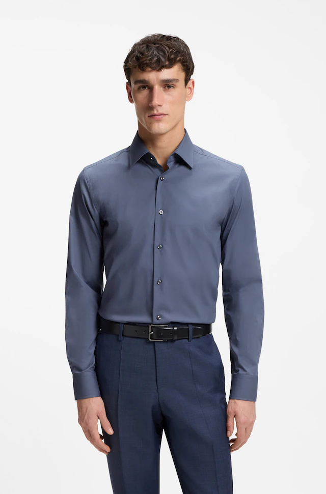 BOSS Businesshemd »Hank« Kentkragen, Slim-Fit, bügelleichte Qualität