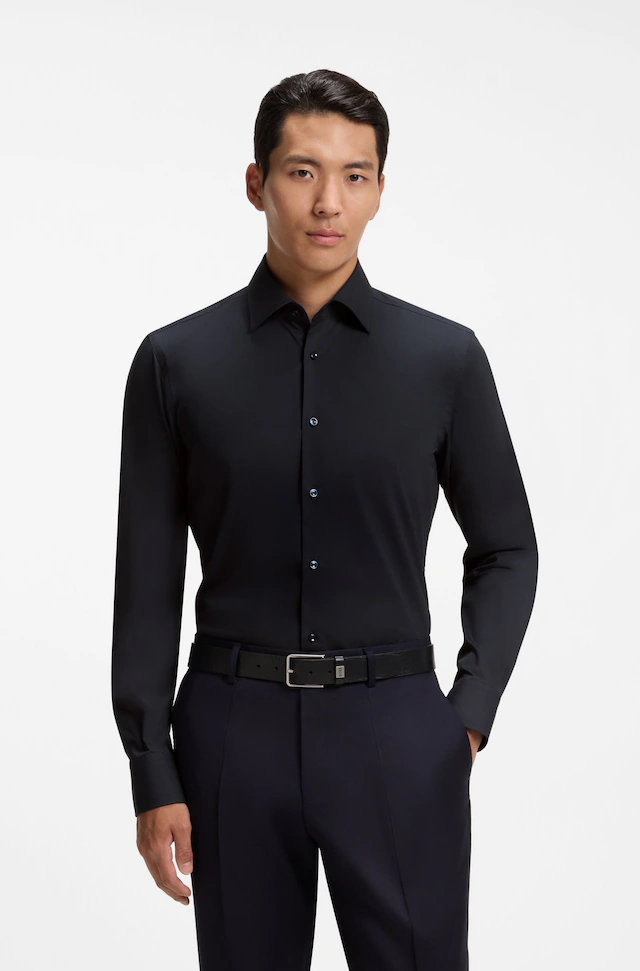 BOSS Businesshemd »Hank« Kentkragen, Slim-Fit, bügelleichte Qualität