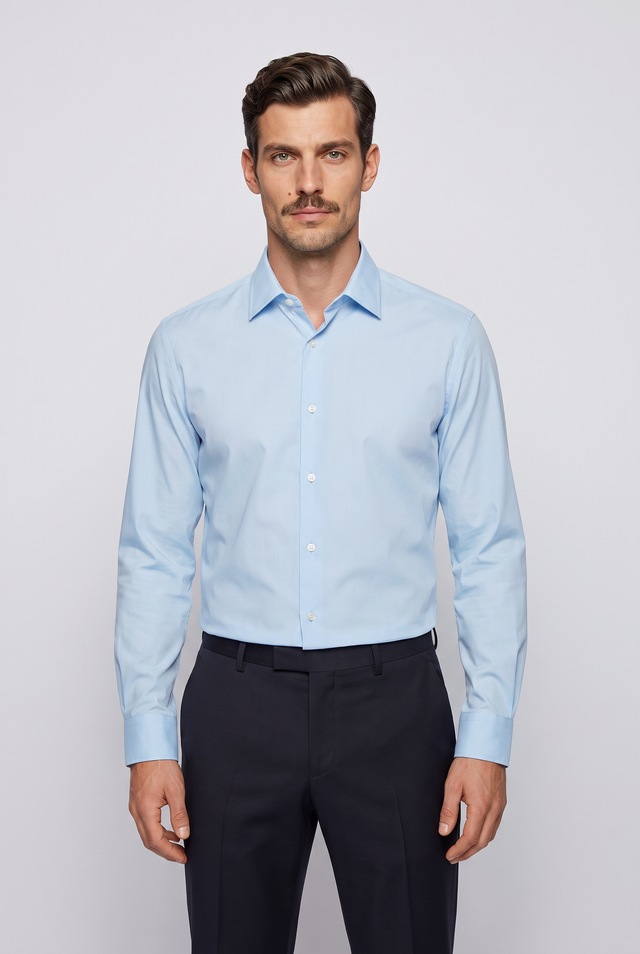 BOSS Businesshemd »Hank« Kentkragen, Slim-Fit, bügelleichte Qualität