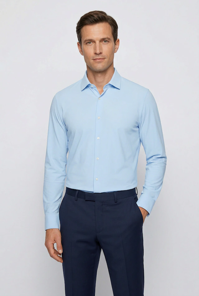 BOSS Langarmhemd »HANK« Kentkragen, Performance-Stretch-Jersey