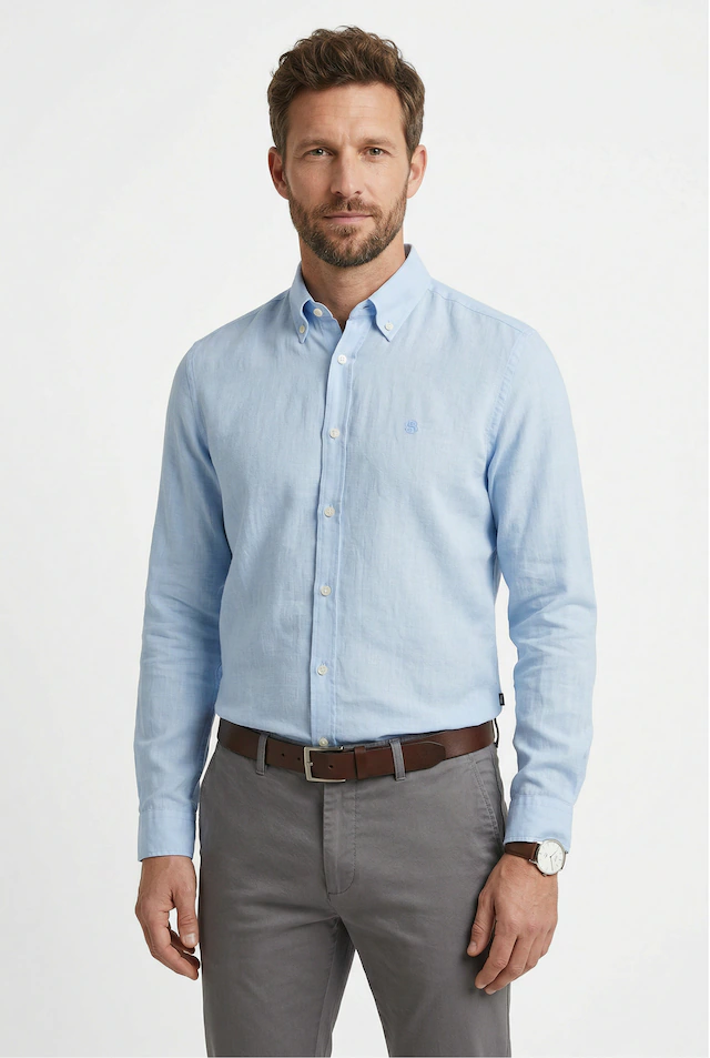 BOSS Leinenhemd »LIAM« 100% Leinen mit Button-Down-Kragen, regular fit