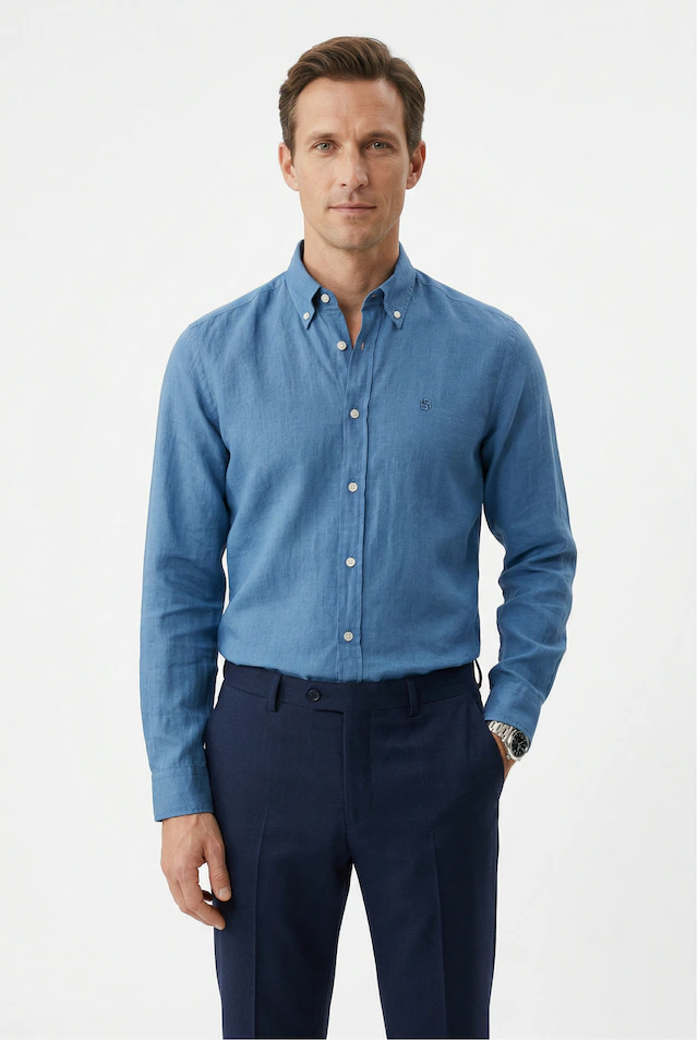 BOSS Leinenhemd »LIAM« 100% Leinen mit Button-Down-Kragen, regular fit