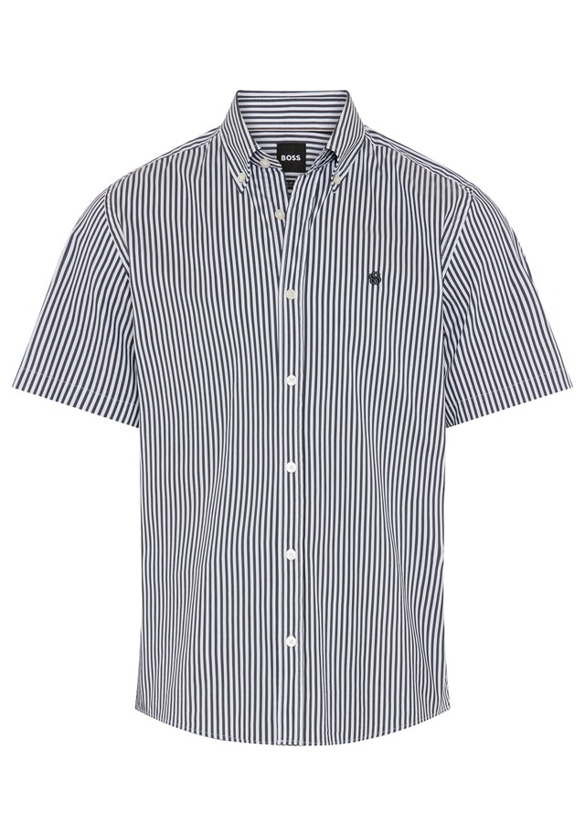 BOSS Kurzarmhemd Button-down-Kragen Regular Fit, Baumwollmix