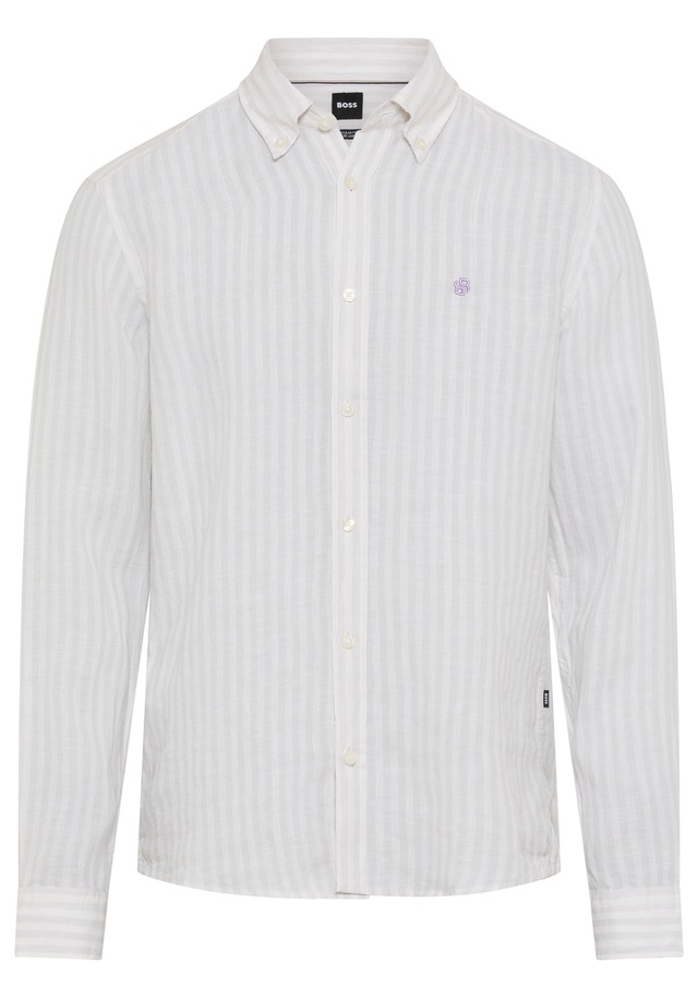 BOSS Leinenhemd »LIAM« 100% Leinen Premium Sommerhemd, Button-Down-Kragen, regular fit