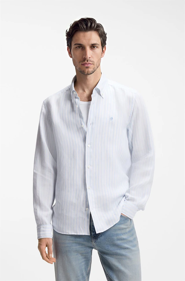 BOSS Leinenhemd »LIAM« 100% Leinen Premium Sommerhemd, Button-Down-Kragen, regular fit