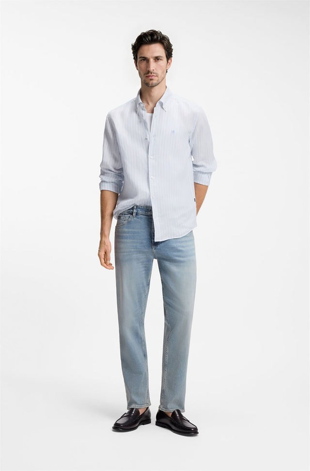 BOSS Leinenhemd »LIAM« 100% Leinen Premium Sommerhemd, Button-Down-Kragen, regular fit