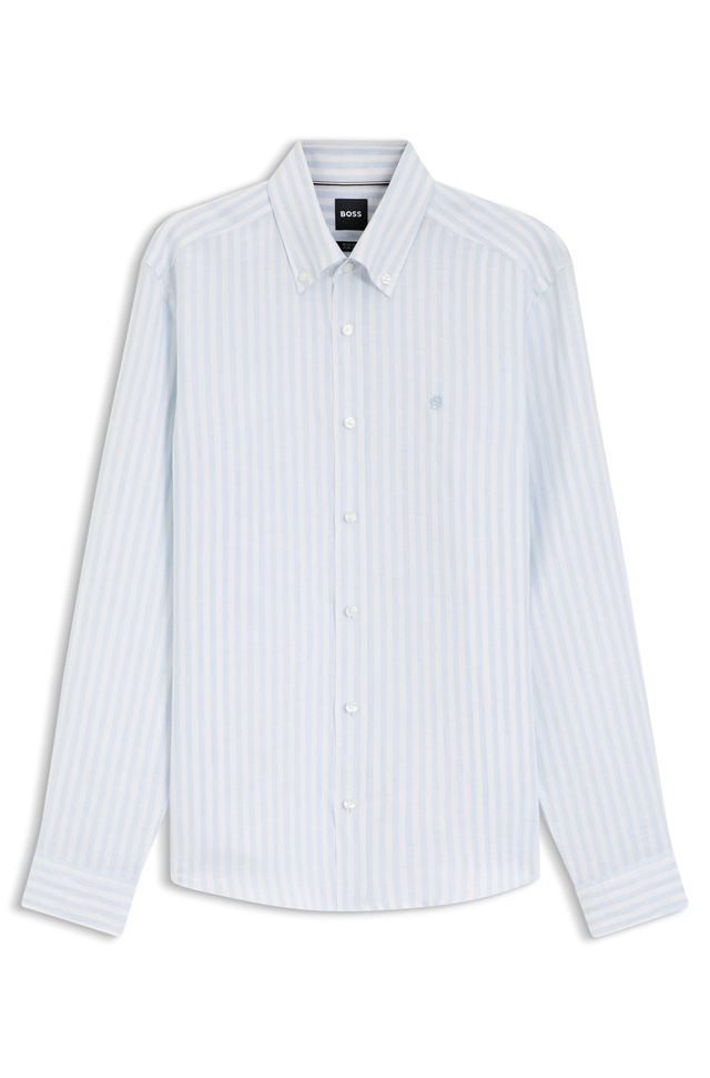 BOSS Leinenhemd »LIAM« 100% Leinen Premium Sommerhemd, Button-Down-Kragen, regular fit