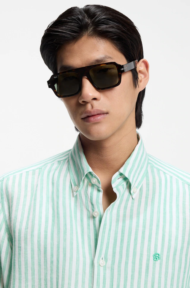 BOSS Leinenhemd »LIAM« 100% Leinen Premium Sommerhemd, Button-Down-Kragen, regular fit