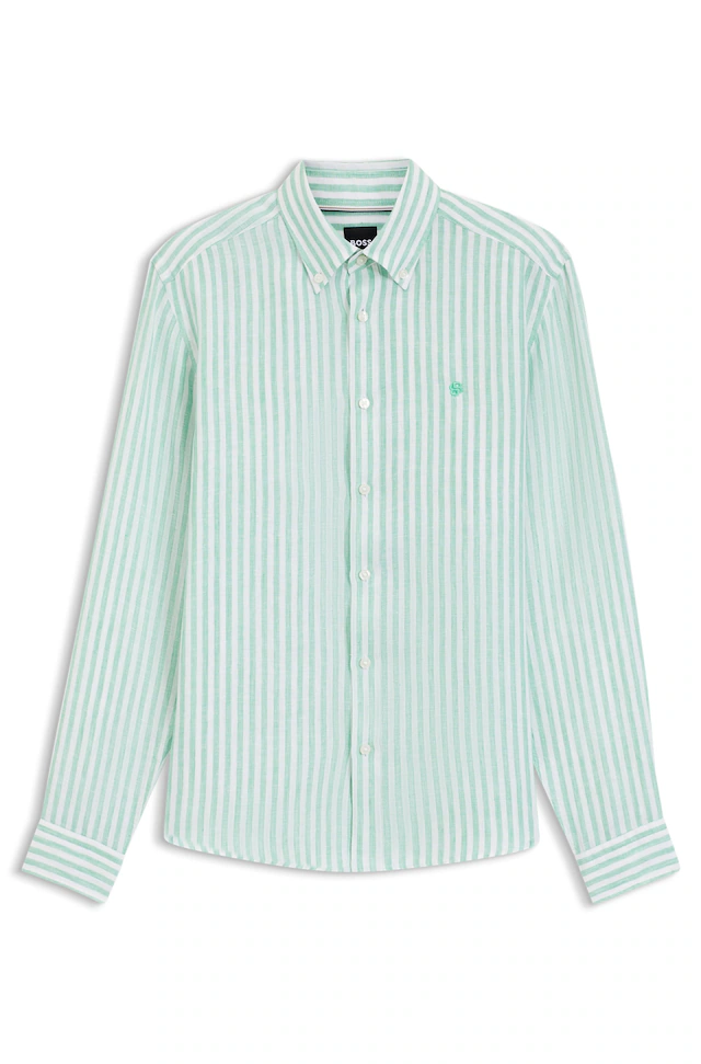 BOSS Leinenhemd »LIAM« 100% Leinen Premium Sommerhemd, Button-Down-Kragen, regular fit