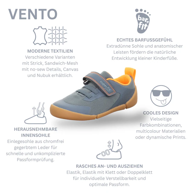 Superfit Barfußschuh »VENTO WMS: weit« Klettschuh, WMS: weit V, Größenschablone zum Download