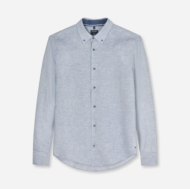 OLYMP Langarmhemd Casual, Button-down-Kragen, regular fit, Leinen