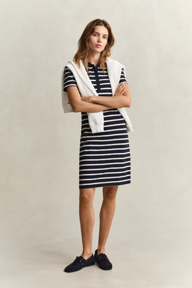 Gant Polokleid »SLIM STRIPED PIQUE POLO« Ohne Tasche Slim fit mit Polokragen