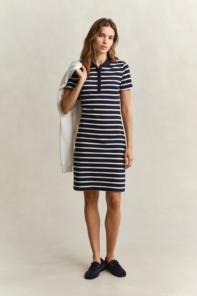 Gant Polokleid »SLIM STRIPED PIQUE POLO« Ohne Tasche Slim fit mit Polokragen
