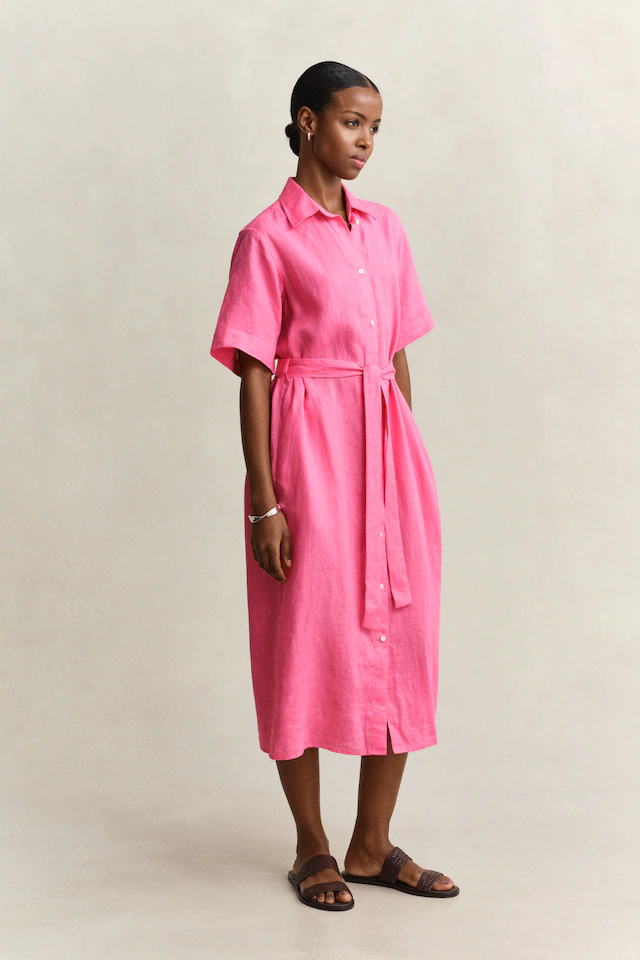 Gant Hemdblusenkleid »LINEN« Ohne Tasche Regular fit mit Bindegürtel