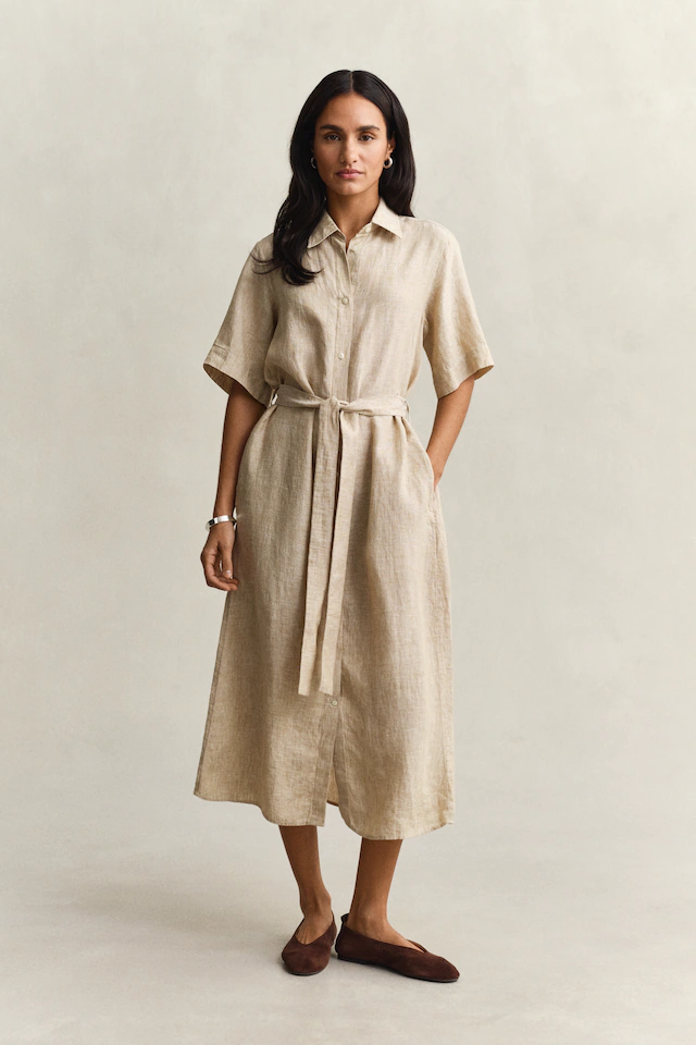 Gant Hemdblusenkleid »LINEN« Ohne Tasche Regular fit mit Bindegürtel