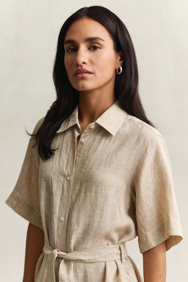 Gant Hemdblusenkleid »LINEN« Ohne Tasche Regular fit mit Bindegürtel