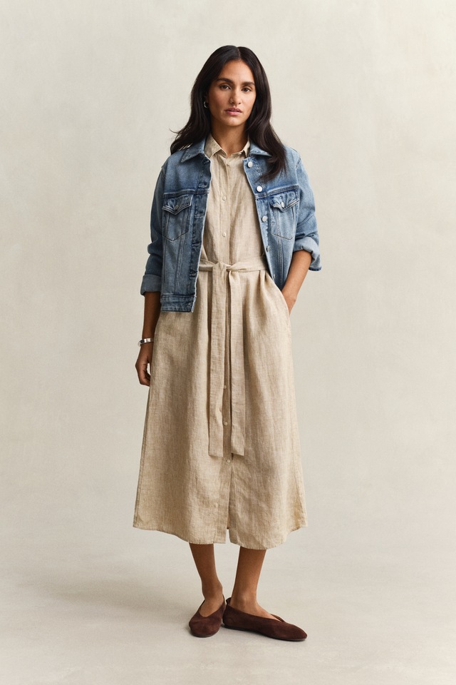 Gant Hemdblusenkleid »LINEN« Ohne Tasche Regular fit mit Bindegürtel