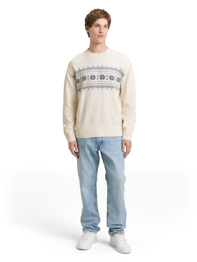 TOM TAILOR Denim Strickpullover mit Norweger-Muster