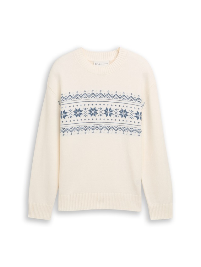 TOM TAILOR Denim Strickpullover mit Norweger-Muster