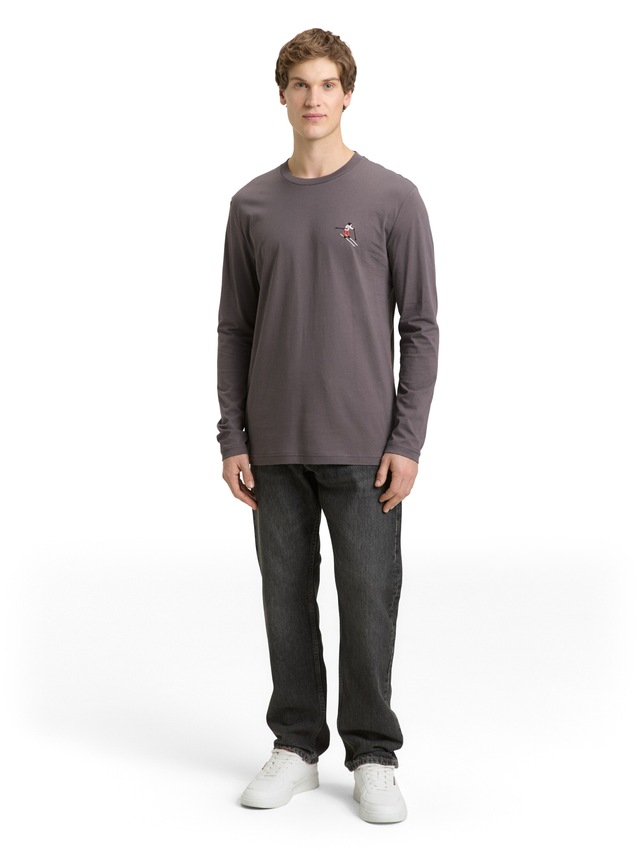 TOM TAILOR Denim Langarmshirt mit Logo-Stickerei auf der Brust