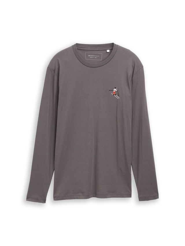 TOM TAILOR Denim Langarmshirt mit Logo-Stickerei auf der Brust