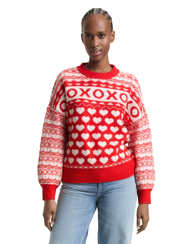 TOM TAILOR Denim Strickpullover mit Allover-Muster