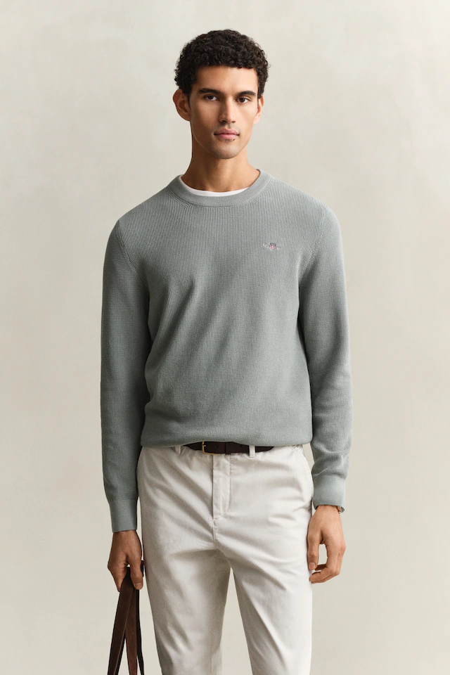 Gant Strickpullover »MICRO TEXTURED COTTON C-NECK« Regular fit mit Rundhalsausschnitt