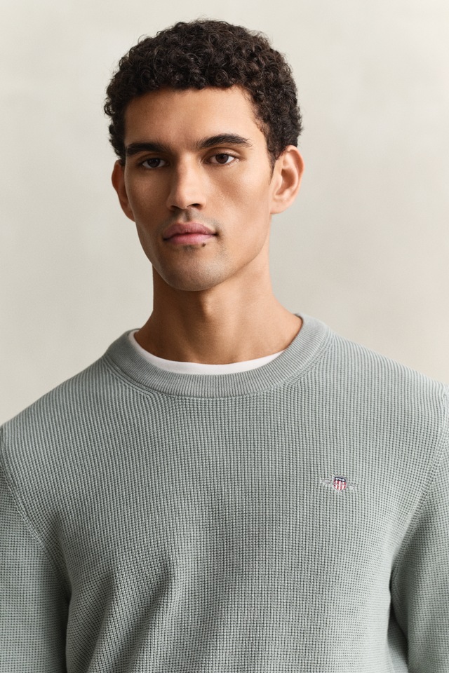 Gant Strickpullover »MICRO TEXTURED COTTON C-NECK« Regular fit mit Rundhalsausschnitt