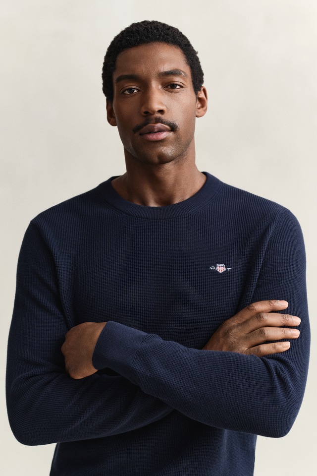 Gant Strickpullover »MICRO TEXTURED COTTON C-NECK« Regular fit mit Rundhalsausschnitt