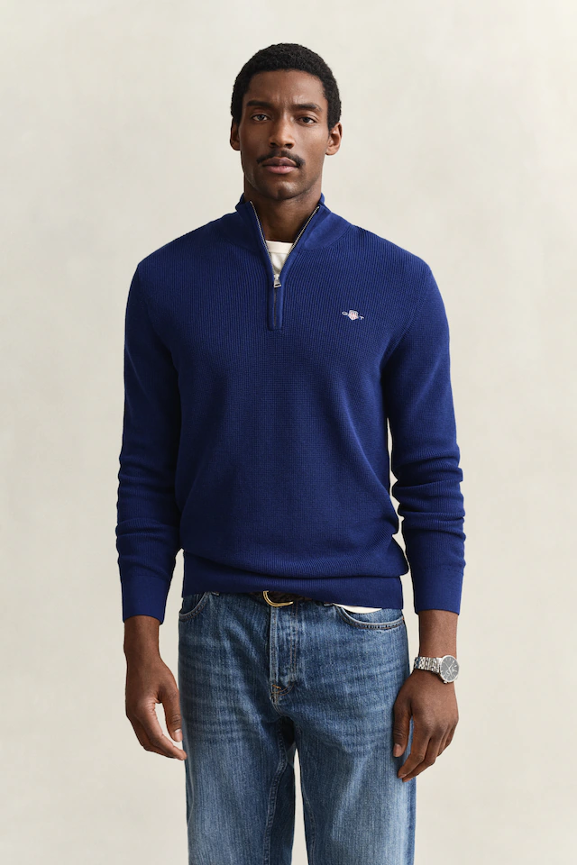 Gant Troyer »MICRO TEXTURED COTTON HALF ZIP« Regular fit mit Troyerkragen