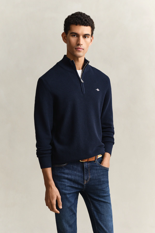 Gant Troyer »MICRO TEXTURED COTTON HALF ZIP« Regular fit mit Troyerkragen