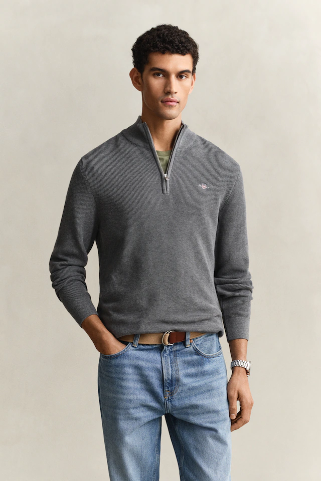Gant Troyer »MICRO TEXTURED COTTON HALF ZIP« Regular fit mit Troyerkragen
