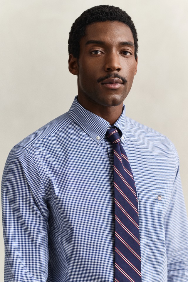 Gant Langarmhemd »REG CLASSIC POPLIN GINGHAM SHIRT« mit Logostickerei, Baumwoll-Popeline