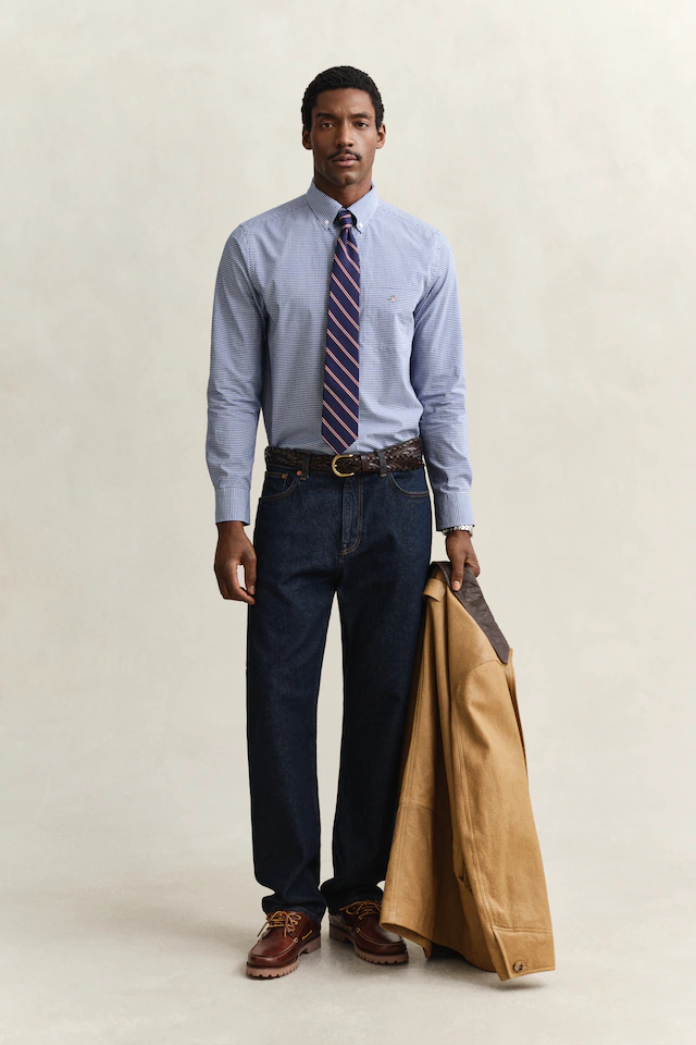 Gant Langarmhemd »REG CLASSIC POPLIN GINGHAM SHIRT« mit Logostickerei, Baumwoll-Popeline