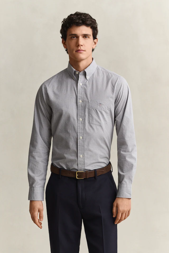 Gant Langarmhemd »REG CLASSIC POPLIN GINGHAM SHIRT« mit Logostickerei, Baumwoll-Popeline