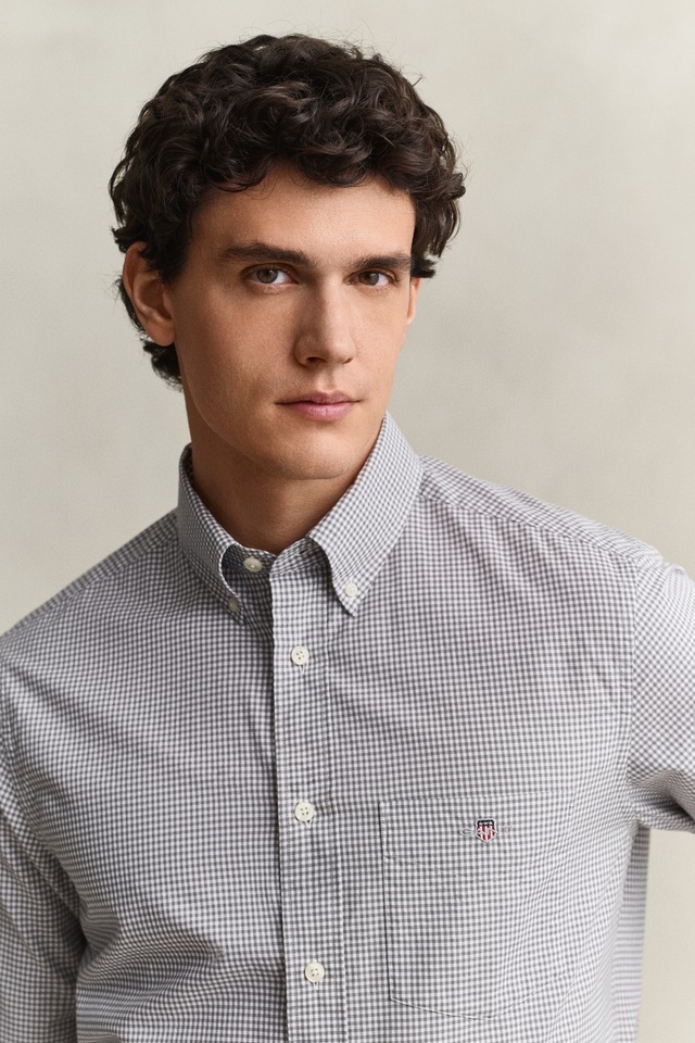 Gant Langarmhemd »REG CLASSIC POPLIN GINGHAM SHIRT« mit Logostickerei, Baumwoll-Popeline