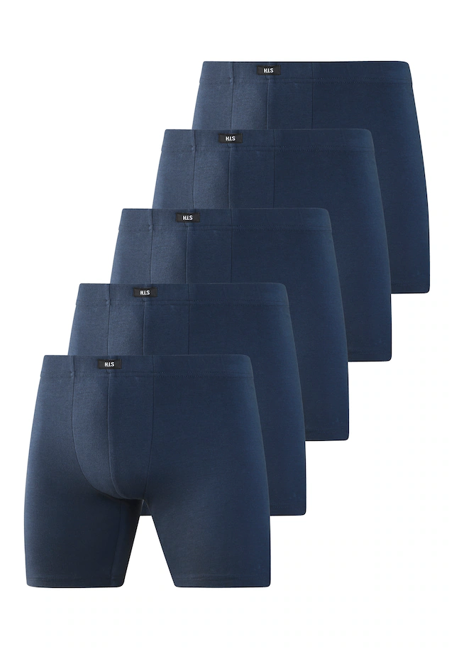 H.I.S Langer Boxer »Langer Boxer Boxershorts für Herren« Packung, 5 Stk. Boxershorts aus Baumwolle mit langem Bein, Logo am Bund