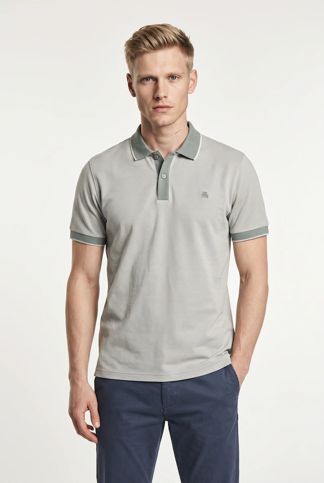 LERROS Poloshirt Kurzarm mit Logostickerei und abgesetzten Ärmeln und Kragen