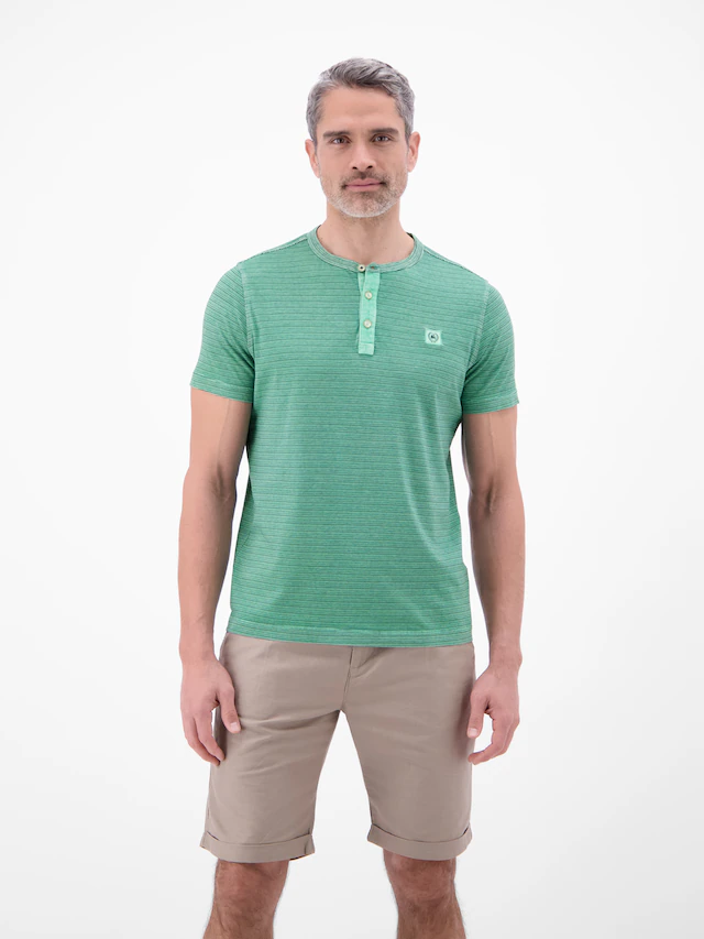 LERROS Kurzarmshirt mit Serafino-Kragen