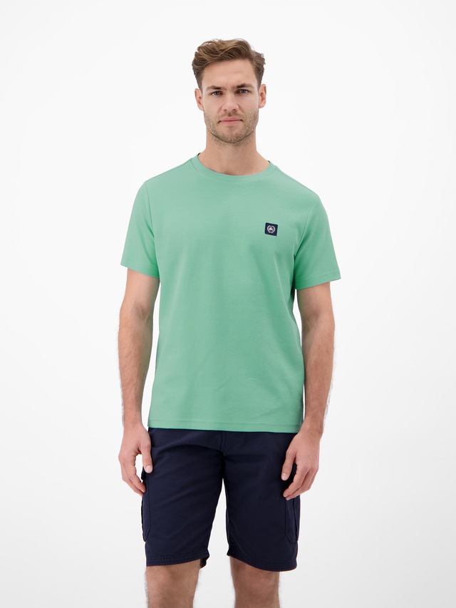LERROS Rundhalsshirt mit Logo-Badge und in Waffle-Optik LERROS Rundhalsshirt mit Logo-Badge und in Waffle-Optik