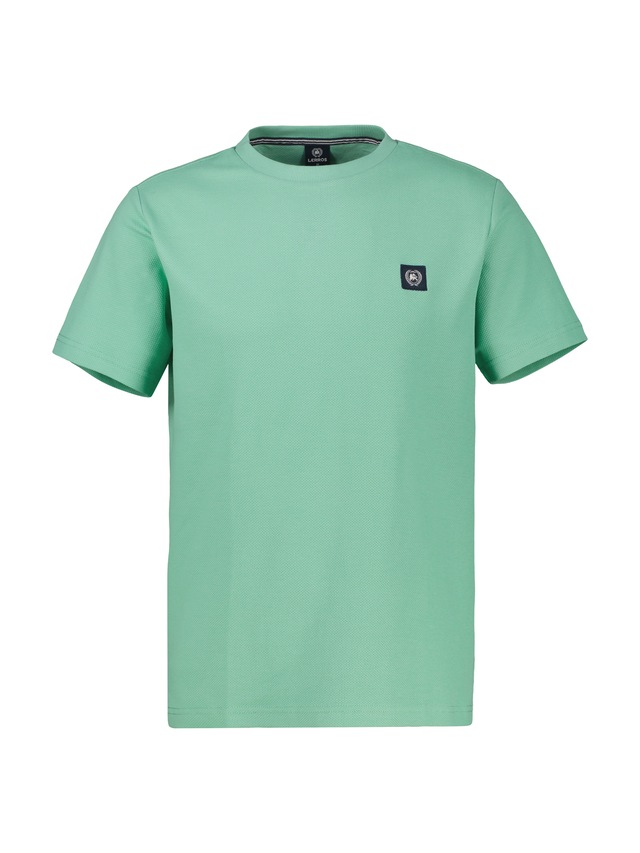 LERROS Rundhalsshirt mit Logo-Badge und in Waffle-Optik