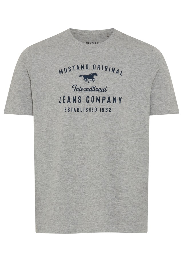 MUSTANG Rundhalsshirt »Alex Logoprint uni« normale Passform, Kurzarm-Design