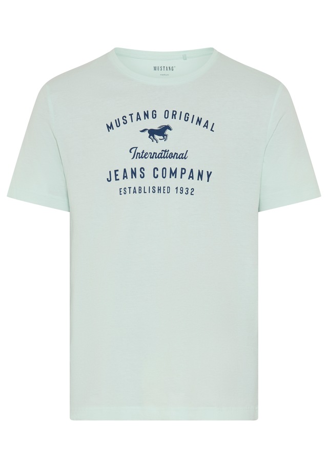 MUSTANG Rundhalsshirt »Alex Logoprint uni« normale Passform, Kurzarm-Design
